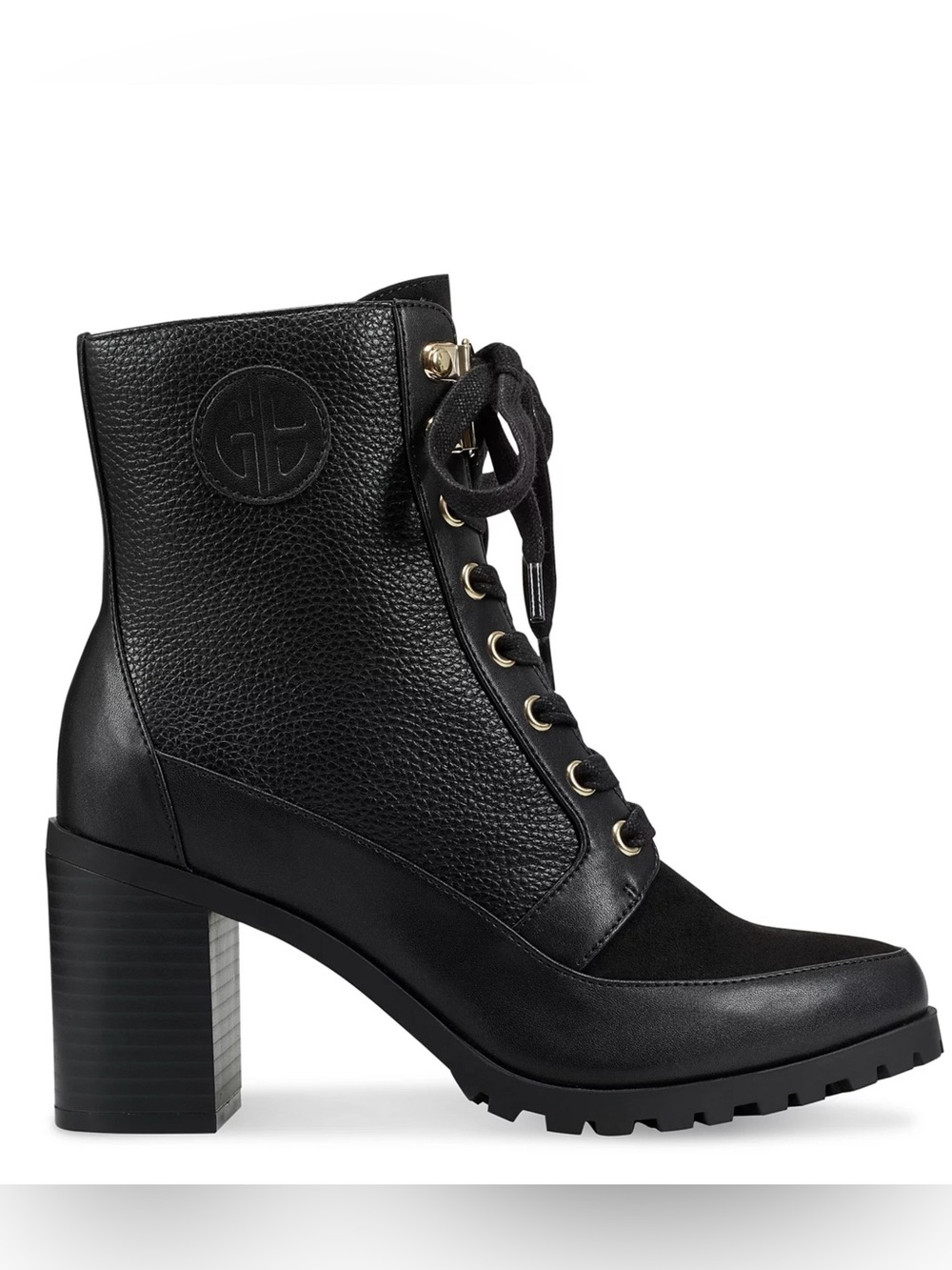 Giani Bernini Black Lace-Up Block Heel Ankle Boots Size 10 - Picture 2 of 16